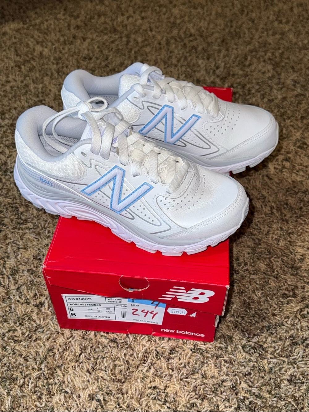 New Balance 840v3 Women’s 6 B White Blue Walking Shoes WW840GP3
